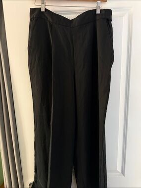 GAP Black high waisted side zip flowy pant